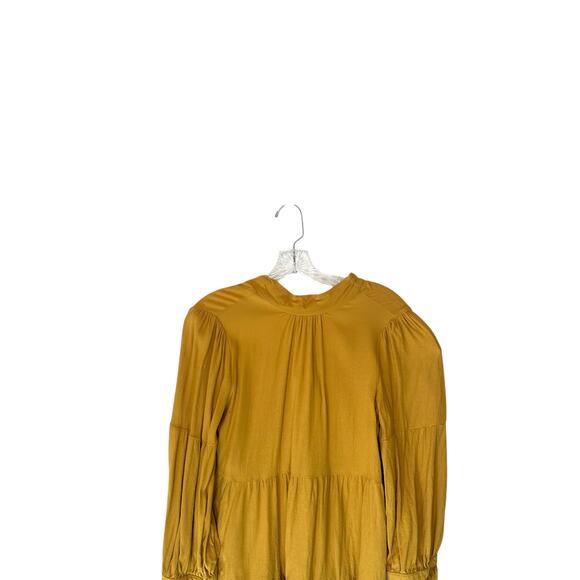 Anthropologie Maeve Yellow Office Work Tie Neck Long Sleeve Blouse Size X-Small - Picture 6 of 10
